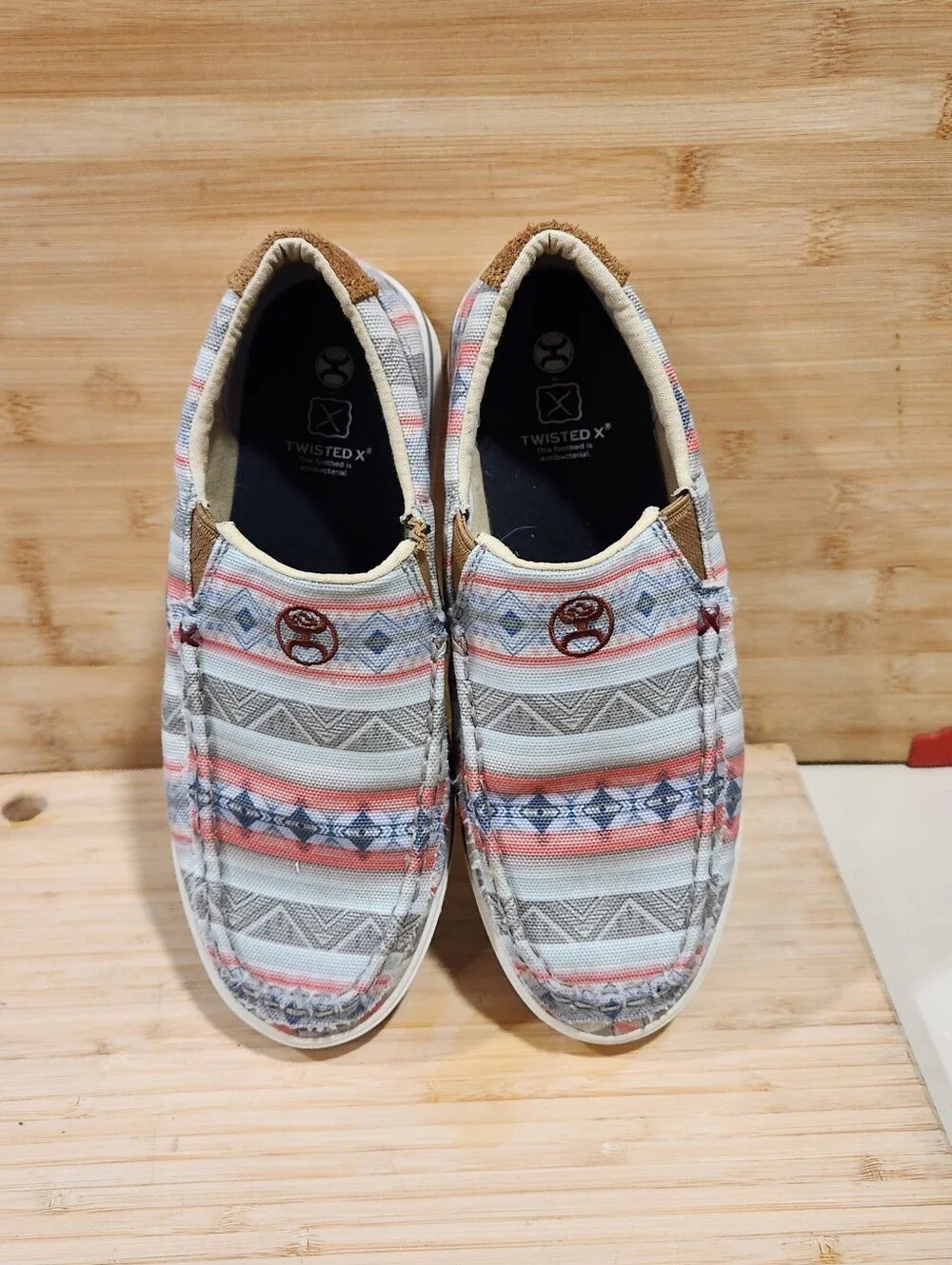 Twisted X Hooey Youth Slip On Loper Shoes Size 5M Aztec Canvas YHYC007 Western